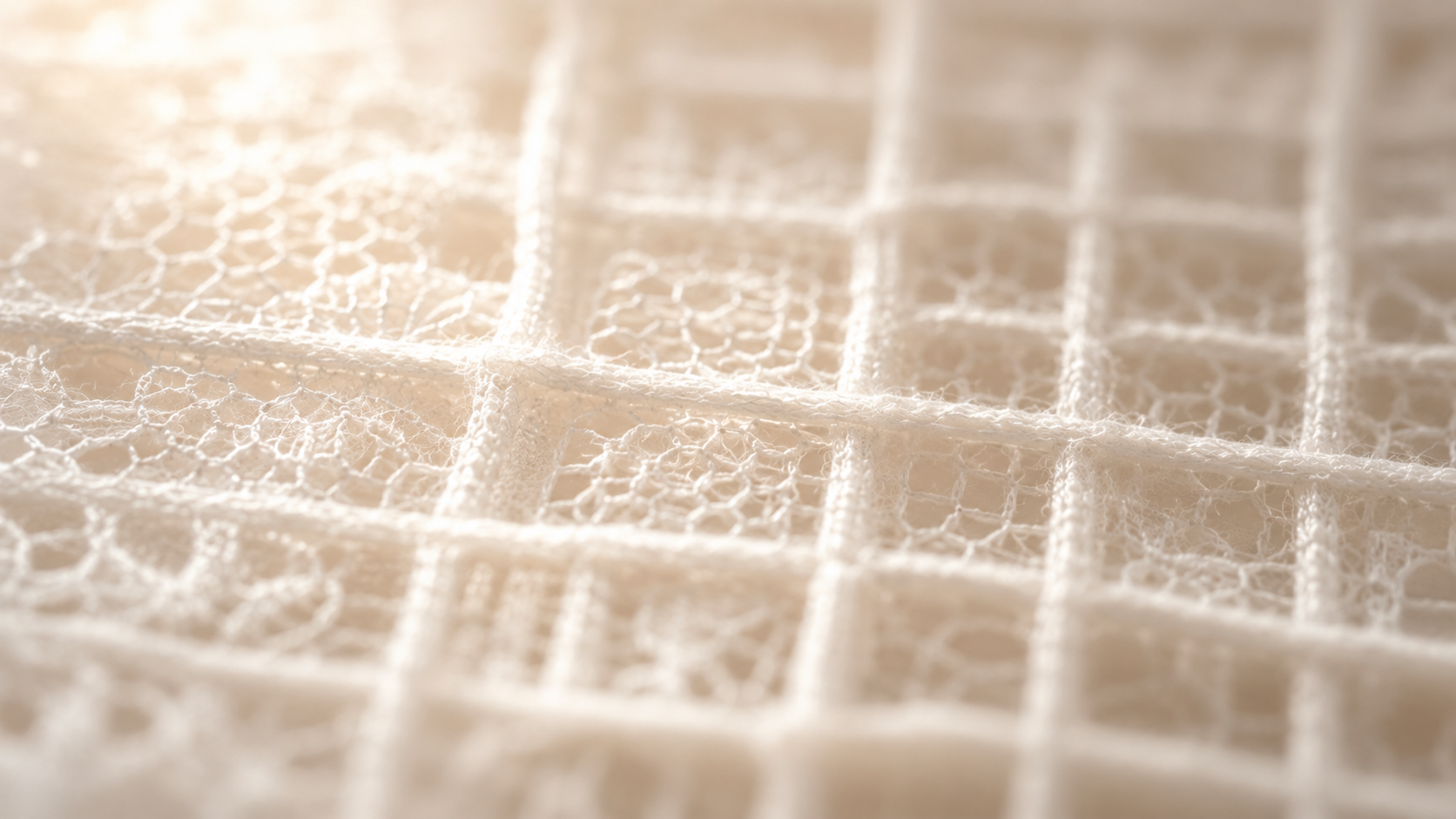 Abstract ivory lace warp and weft editorial texture