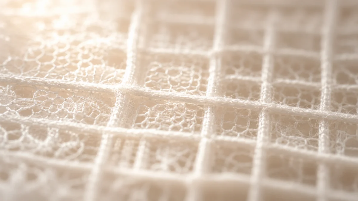 Abstract ivory lace warp and weft editorial texture